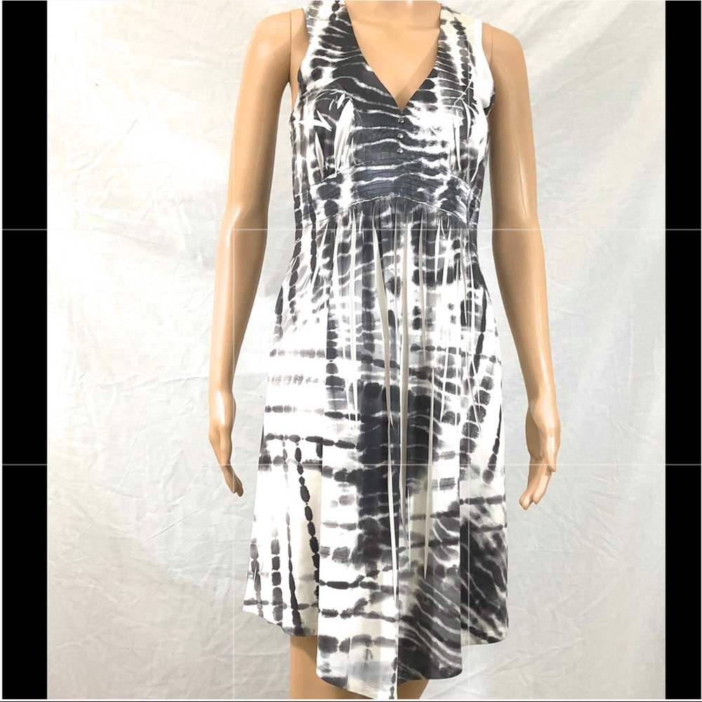 🛑SOLD🛑One World Dress Sz Sm Black White Tie Die Stretch - Picture 1 of 8